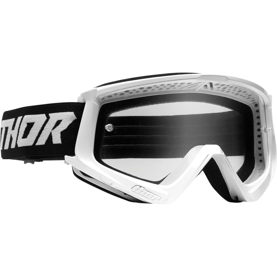 Thor 2024 Youth Combat Racer White Black Motocross Goggles